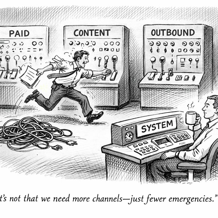 Frantic Marketer Sprinting Between Control Panels-1